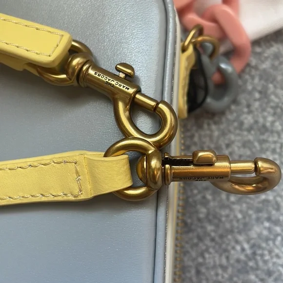 Marc Jacobs The Vanity Peach & Gray Crossbody Bag with Crossbody + Wrist Strap - Picture 8 of 14